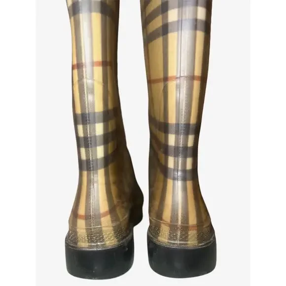Burberry Haymarket Tall Rain Boots Nova Check Plaid Size 40 EUR/9.5 US - Picture 4 of 6